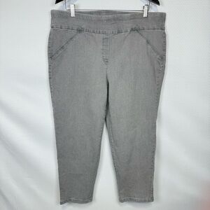Alfred Dunner Woman 18W Pull-On Light Gray Textured Denim Pants